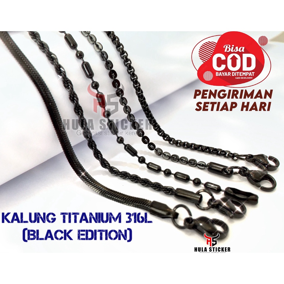 Special Price.. Rantai MCI - Rantai Kalung Titanium 316L Premium Anti Karat [ KALUNG HITAM 40cm - 75