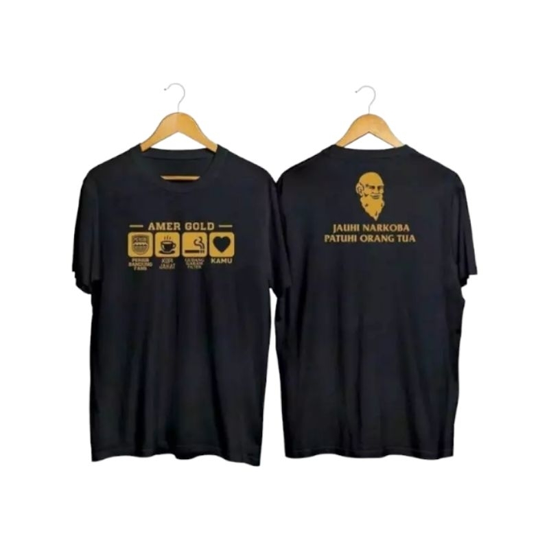 Kaos / Tshirt AMER GOLD PERSiB BANDUNG ORANG TUA / Kaos Distro Pria Wanita / Baju Hitam Combed 30s