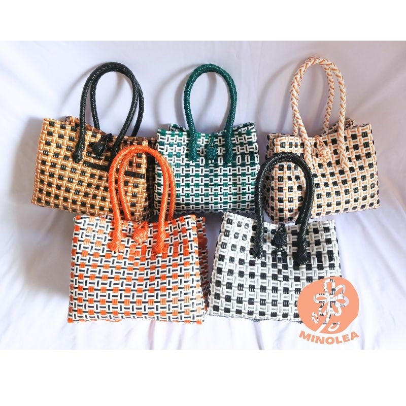 TAS ANYAMAN JALI PREMIUM PETTY SIZE S MOTIF KOTAK TAS WANITA BAHAN PLASTIK HANDMADE