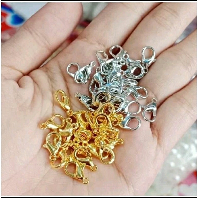 20 pcs Kokot udang Pengait 12mm gold silver
