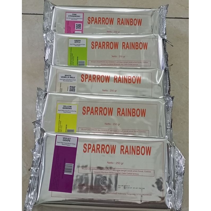 

Coklat blok Sparrow Rainbow 250gr