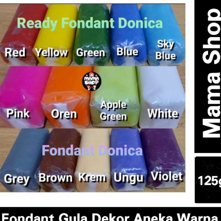 

[KODE GMBMD] FONDANT WARNA 125 gram icing Sugar Gula Dekor Hiasan Bahan Kue Warna Warni Fondx Donnica