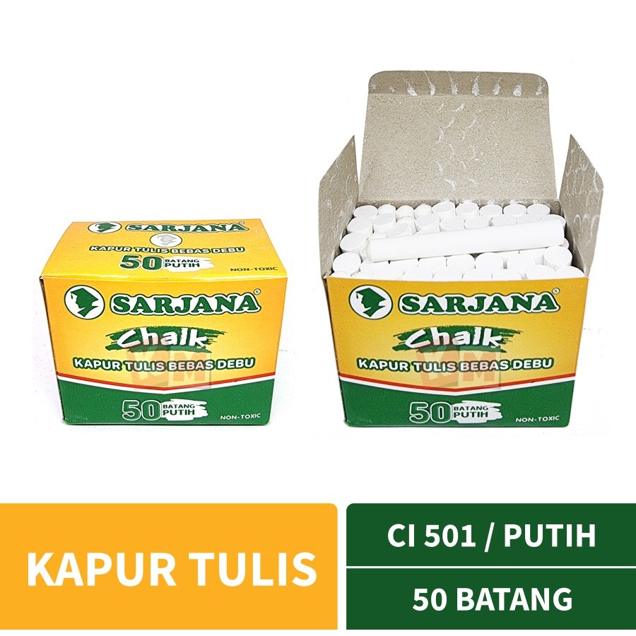 

Chalk / Kapur Tulis Putih Sarjana CI 501 Isi 50 Batang