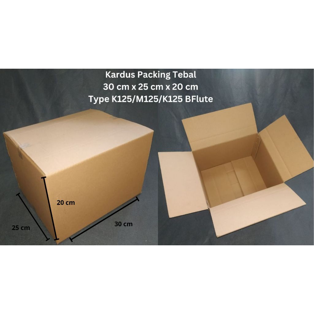 

Kardus Packing Tebal P30 cm x L25 cm x T20 cm B-Flute K125/M125/K125