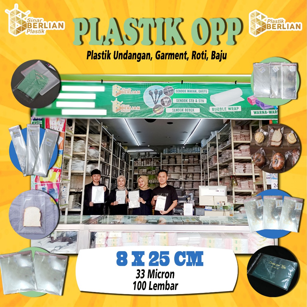 

8 x 25 cm Plastik OPP TEBAL (100 lbr) (lem/seal)