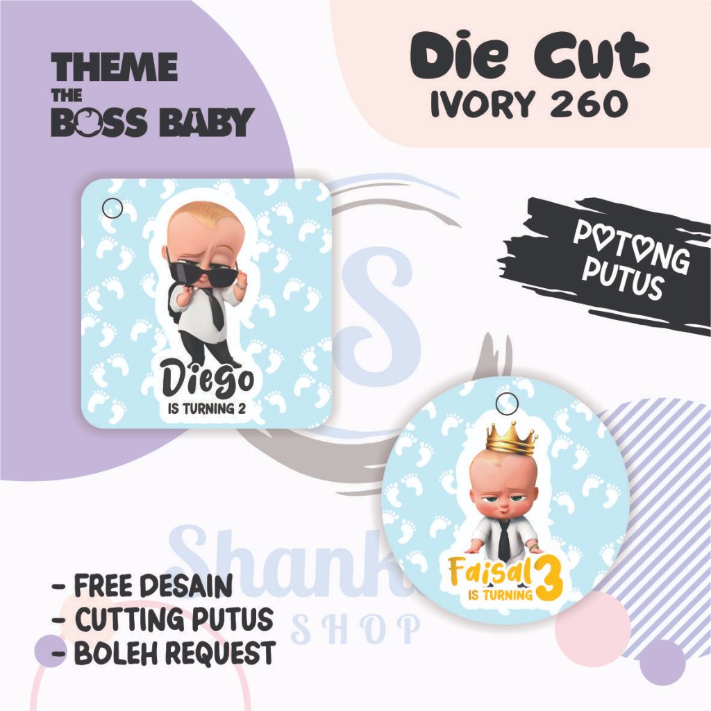 Tag Bulat Kotak Ulang Tahun THEME THE BOSS BABY /Tag Label Ulang Tahun / Hangtag Hampers Custom