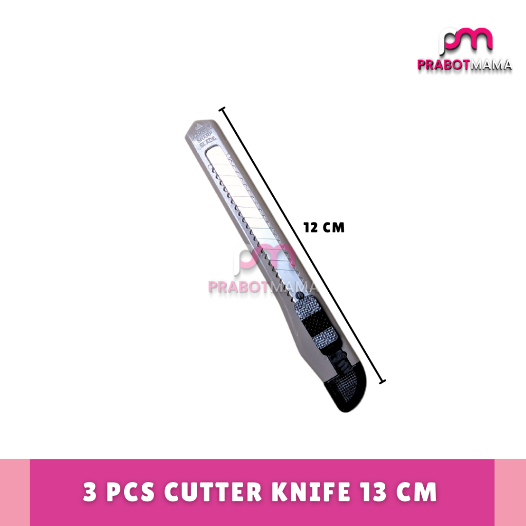 

Set Cutter Knife 13 CM 3 Pcs - PRABOTMAMA / Pisau Cutter isi 3 Pcs / Cutter Kater Karter Pisau Besar Reffil isi 3 Pcs