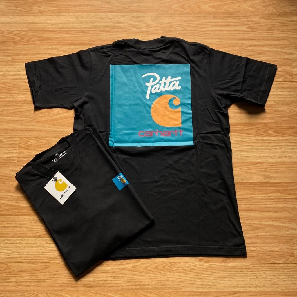 KAOS CARHARTT X PATTA BLACK LOGO PREMIUM