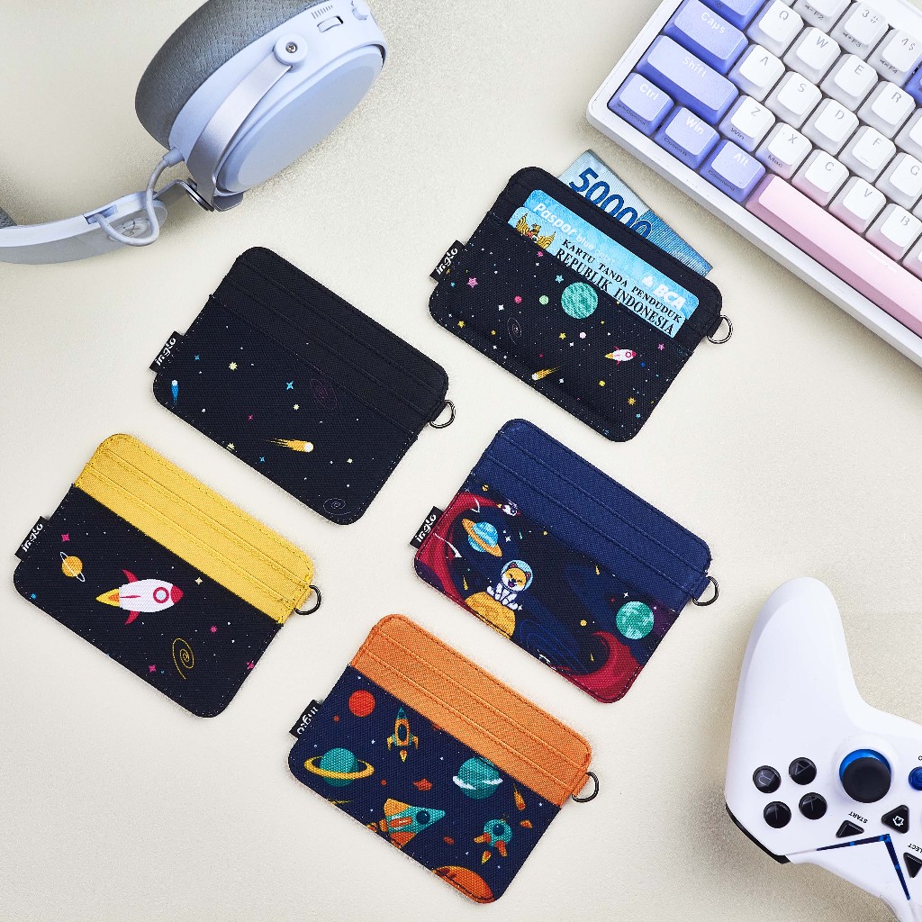 Dompet Kartu Pria Wanita Slim Wallet Simple Wallet Card Holder Motif Space inglo