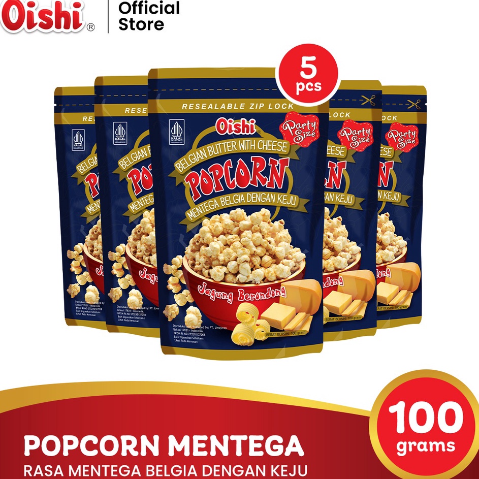 

v7✳Seller❆ Oishi Popcorn Mentega Belgia dengan Keju - Multipack 5pcs D68 ★