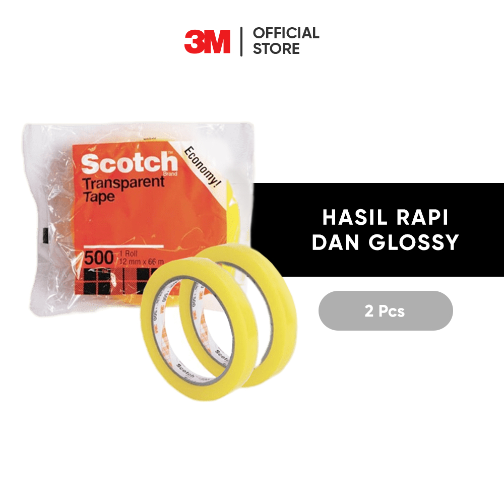 

3M™ Scotch® Transparent Tape, Isolasi Transparan, Hasil rapi dan glossy, 2 pcs, 12mm x 66m, Medium, Untuk berbagai kegunaan