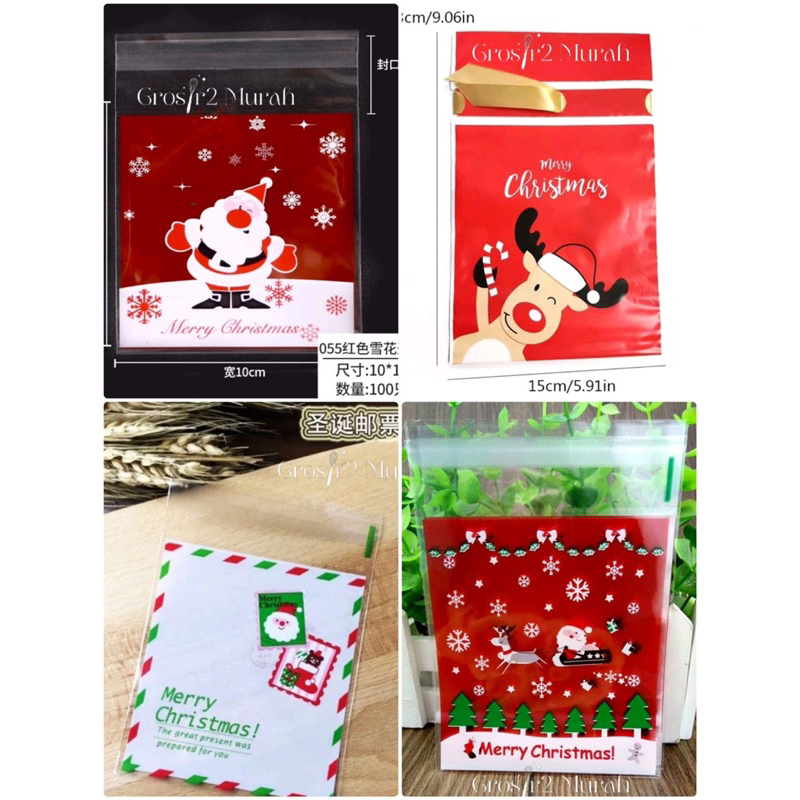 

Plastik Cookies Natal all motif dan ukuran / Plastik Cookies Christmas ukuran 10x10cm / Plastik Cookies ukuran 7x7+3cm