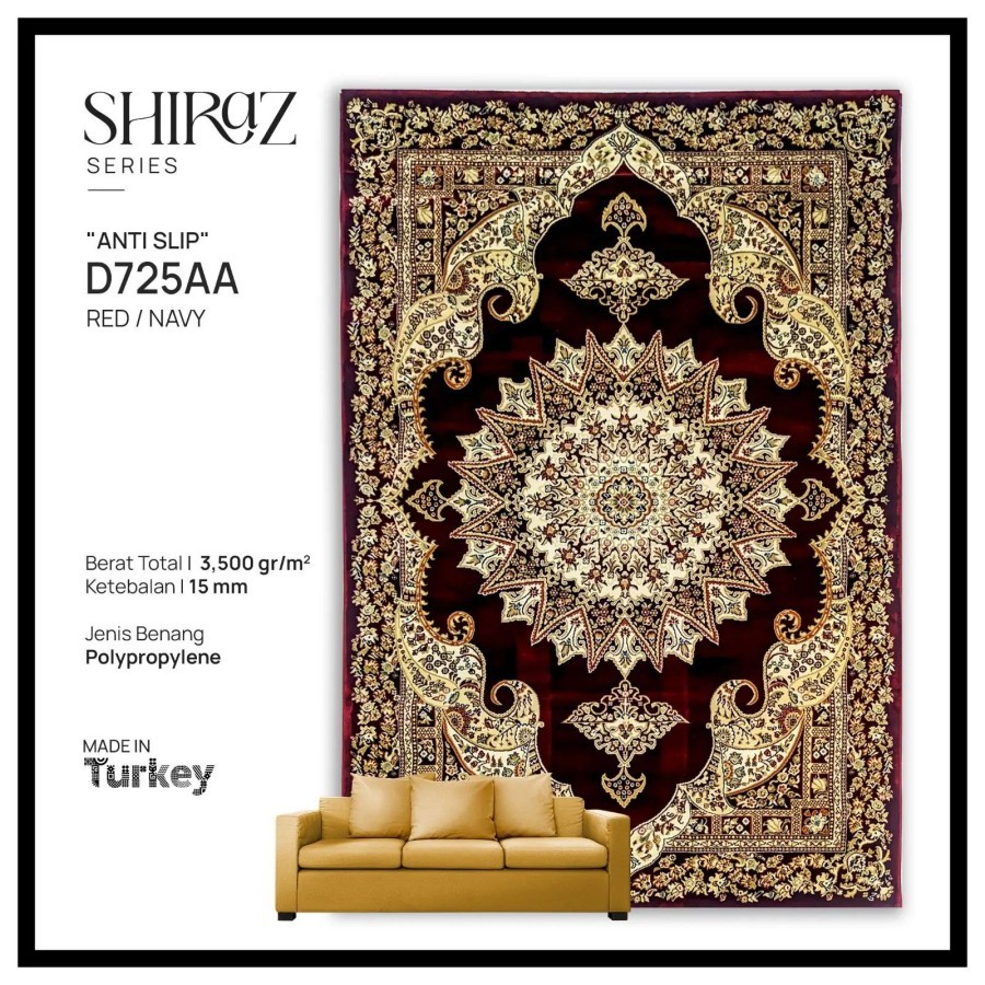 Karpet Permadani Classic Tebal Shiraz Turki - 120x170 cm