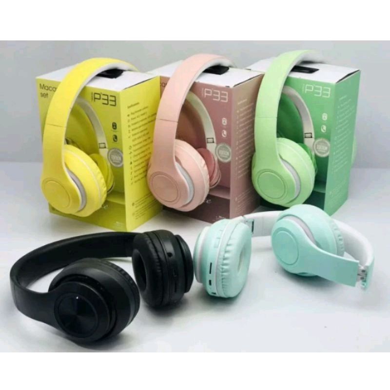 PROMO handset Handphone Bando Bluetooth Macaron P33 Super Bass