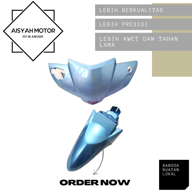 Cover Bodi Batok Depan Spakbor Depan Honda Vario 110 CW Warna Biru Muda