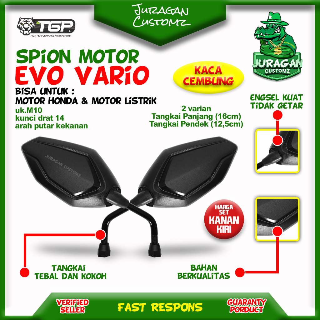 HJK Spion Motor Evo Vario 125 150 Honda Aksesoris Variasi TGP Beat Cb150R PCX ADV Supra Grand
