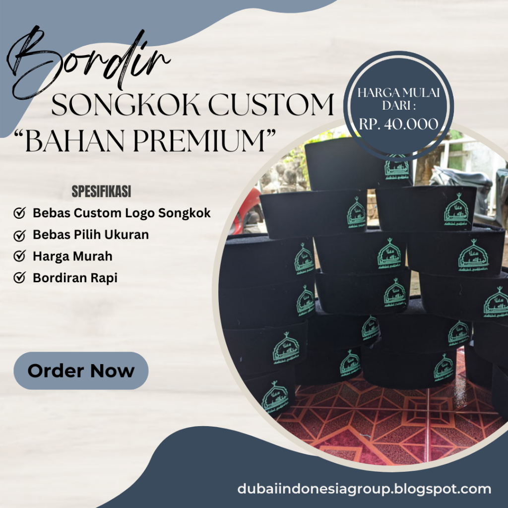 Peci Songkok Kopiah Custom Logo Pesantren Sekolah Madrasah Organisasi Dll Warna Hitam Merah Biru Hij