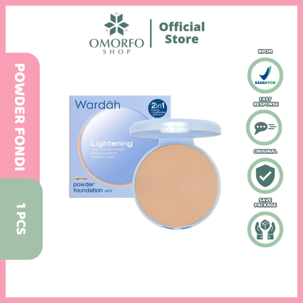 [Omorfo] Wardah Refill Lightening Powder Foundation Light Feel 12 gr | Wardah Lightening Two way Cak