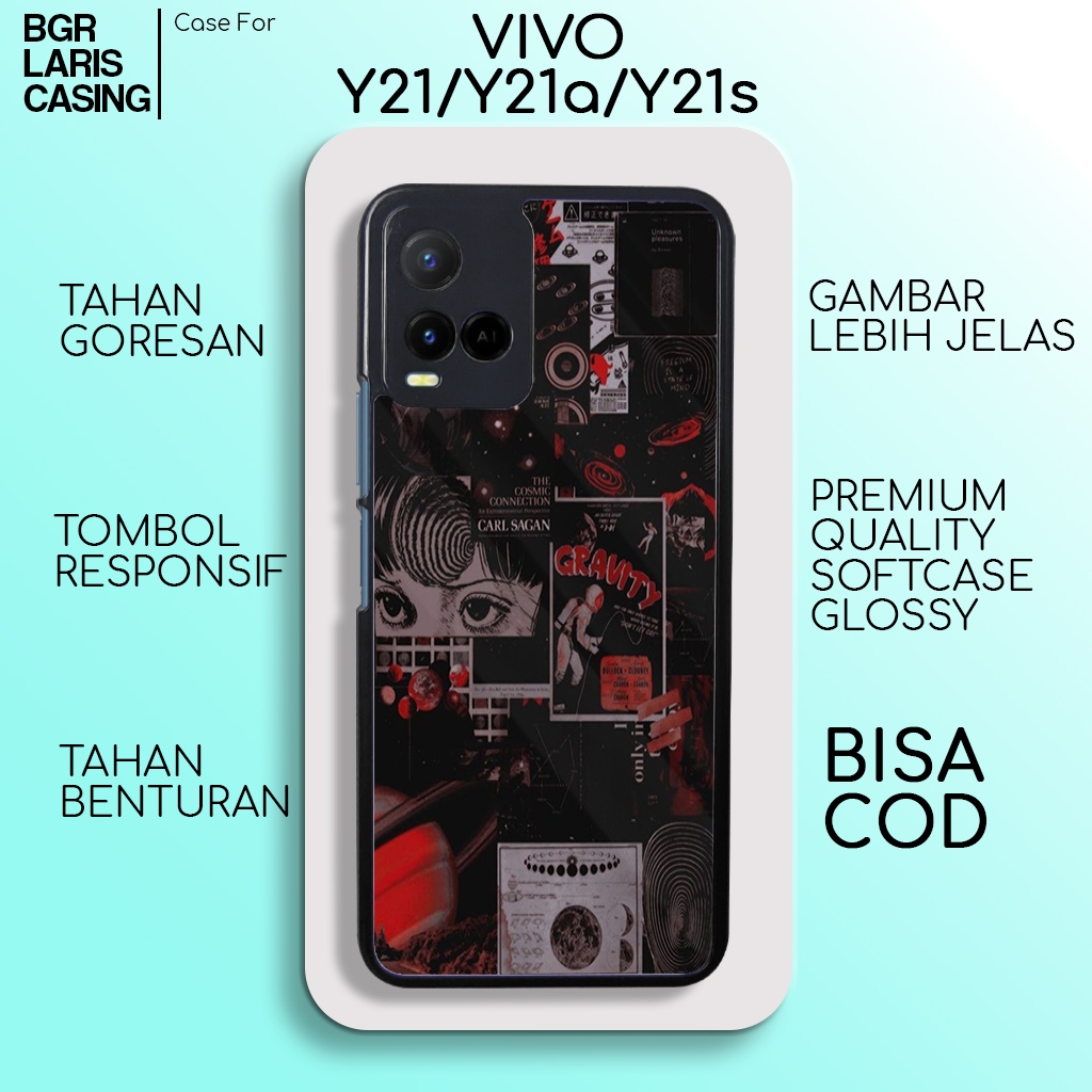 case vivo vivo y21 y21a y21s motif terbaru aesthetic black 02 estetik lucu keren cute unik cewek cow