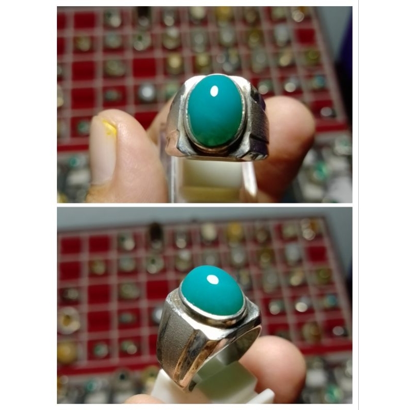 BATU BACAN DOKO ASLI 100%Ring perak, lawasan warna bluis no minus.ring perak
