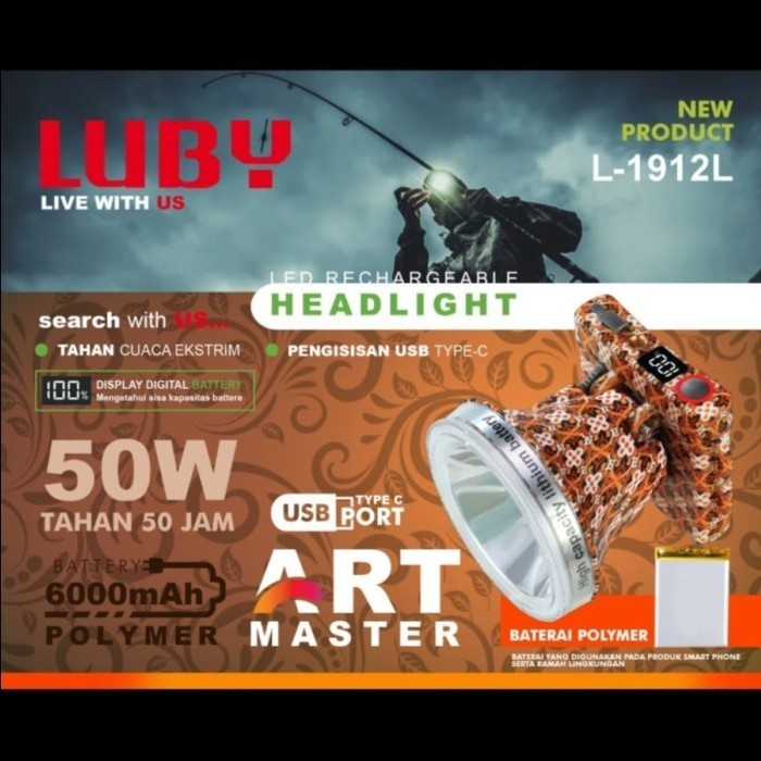 L-1912L Senter Kepala Luby L-1912L Headlamp 50 Watt L1912L ART MASTER Pattern