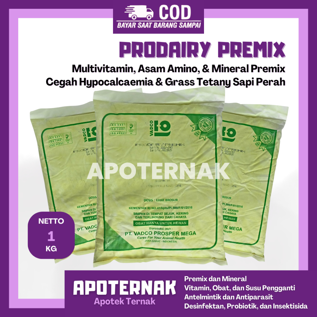 PRODAIRY PREMIX 1 Kg - Vitamin Mineral Untuk Sapi Perah | Premix Sapi Perah | Premix Sapi Kambing Do