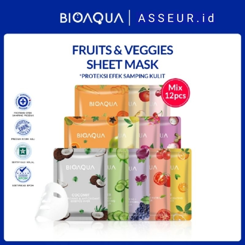 BIOAQUA Sheet Mask 12 pcs Brightening Moisturizing Skin Care Hydrating Essence Face Mask Anti aging 