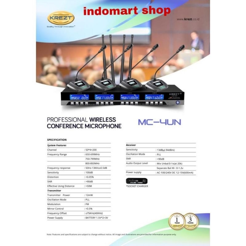 MIC WIRELESS CONFERENCE KREZT MC 4UN PODIUM ( ORIGINAL )