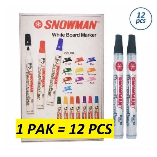

✨SHOPEE MALL✨ (12pc) SPIDOL WHITEBOARD SNOWMAN BG 12 / SEPIDOL PAPAN TULIS ABG 12 / SPIDOL PAPAN TULIS BISA DIHAPUS !!