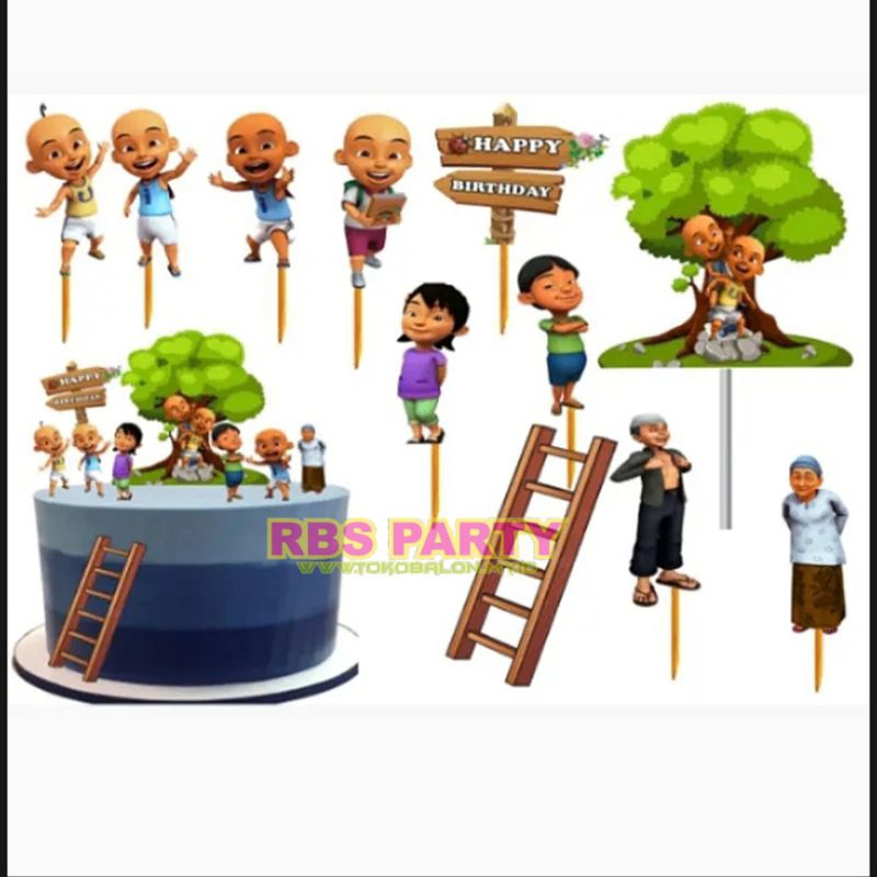 Cake Topper Happy Birthday Upin Ipin Tusukan Kue Upin Ipin