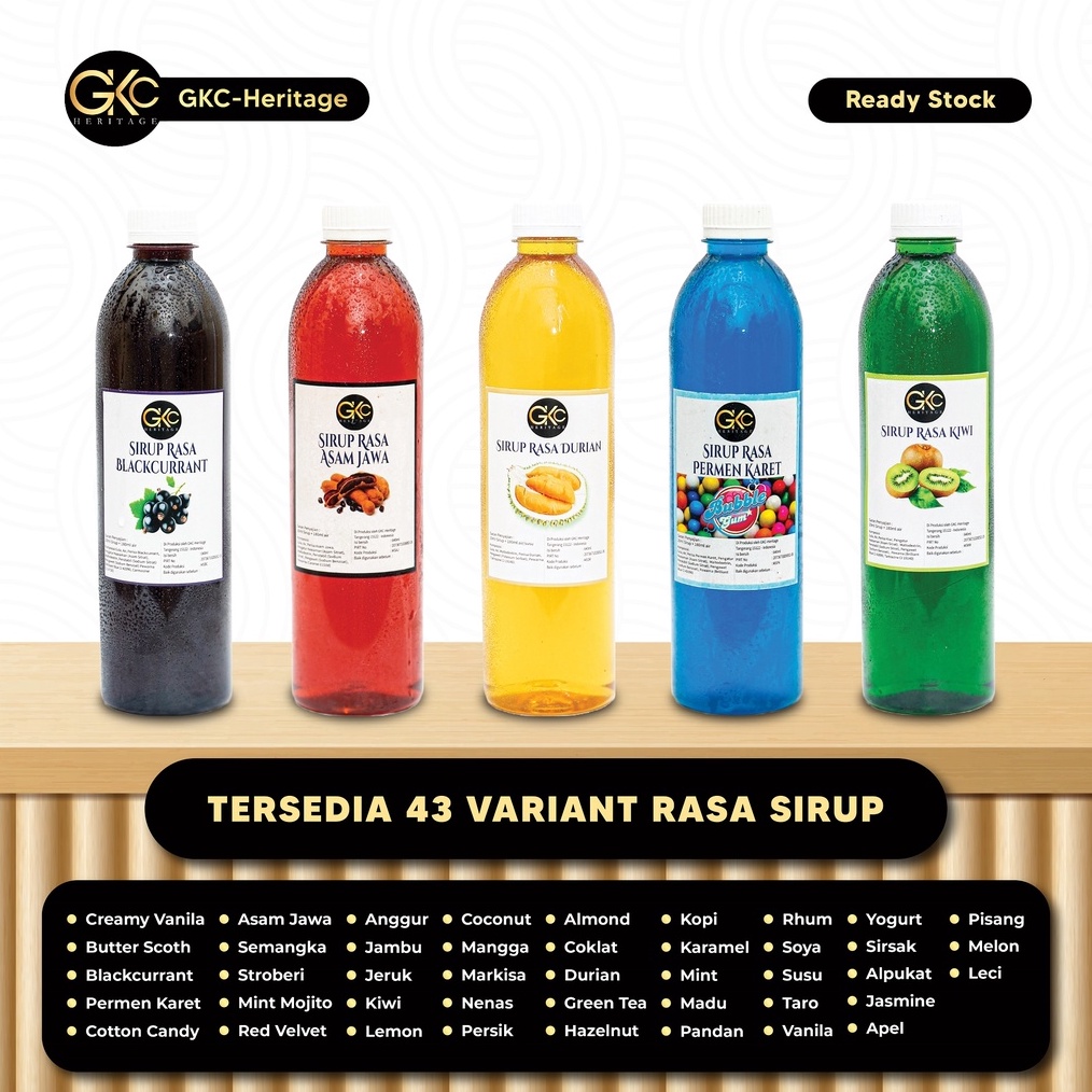 

Stok terbaru Gkc Heritage Sirup Aneka Rasa - Syrup Variant Flavor 640ml gas !!