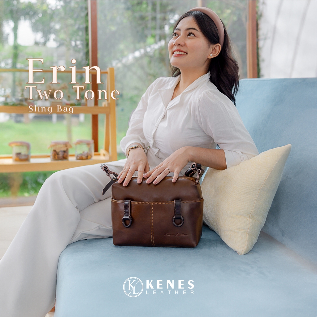 Kenes Leather Sling Bag Wanita Tas Selempang Kulit Asli ERIN - Free Grafir Nama