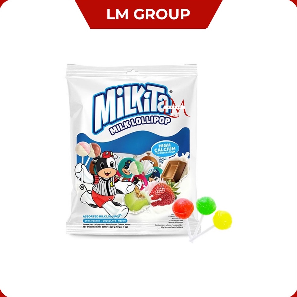 

[KODE ZHTVO] Milkita Assorted Milk Lollipop Hanger/Refill Isi 50 pcs Rasa Coklat,Melon,Strawberry