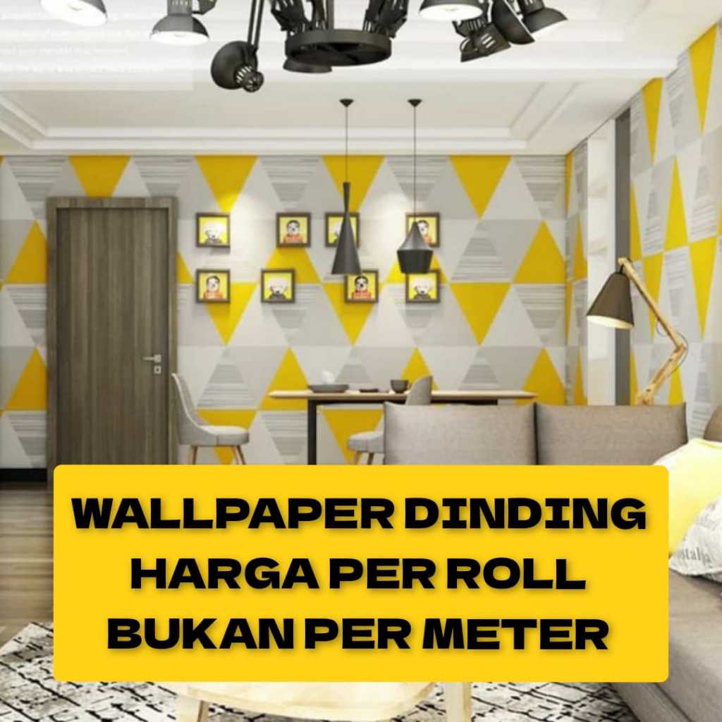 Wallpaper Sticker GEOMETRI ABU KUNING Stiker Kamar Ruang Tamu Dapur Rumah Cafe Modern Minimalis