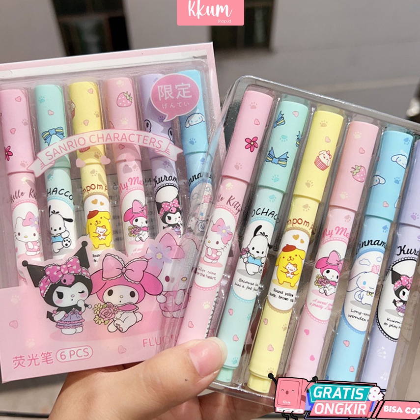 

[PRODUK YGDFM34] 6 PCS 1 set Stabilo sanrio highlighter/ Stabilo pastel color cute penanda pewarna Reeady Stok )人