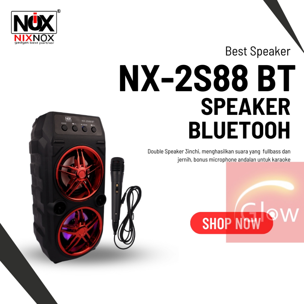 SPEAKER BLUETOOTH SUPERBASS NIXNOX NX-2S88BT PLUS MICROPHONE FOR KARAOKE