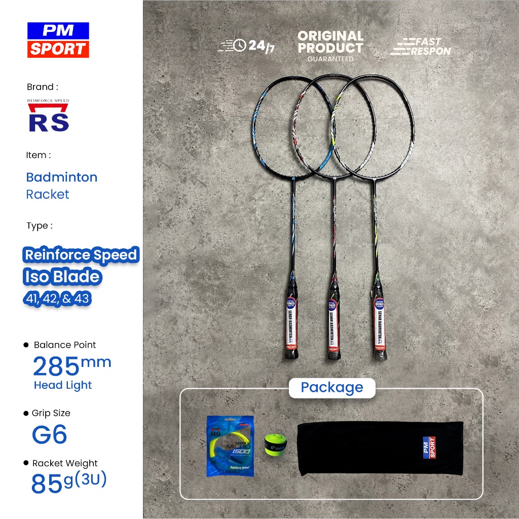 RAKET BADMINTON / BULUTANGKIS RS REINFORCE SPEED ISO BLADE 41 42 43 NEO II