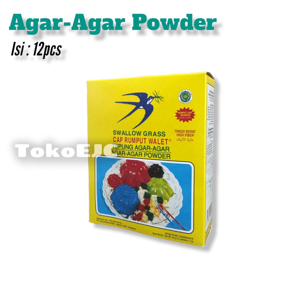 

️✔️✔️ Swallow Grass Agar-agar powder 84 gram (12 sachet x 7 gram) !!