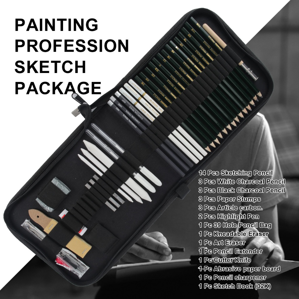 

SeamiArt 36pcs Drawing Sketch Pencil Set Charcoal Pencils 6H-12B Pencils Sketch Book Pensil sketsa sketsa penghapus
