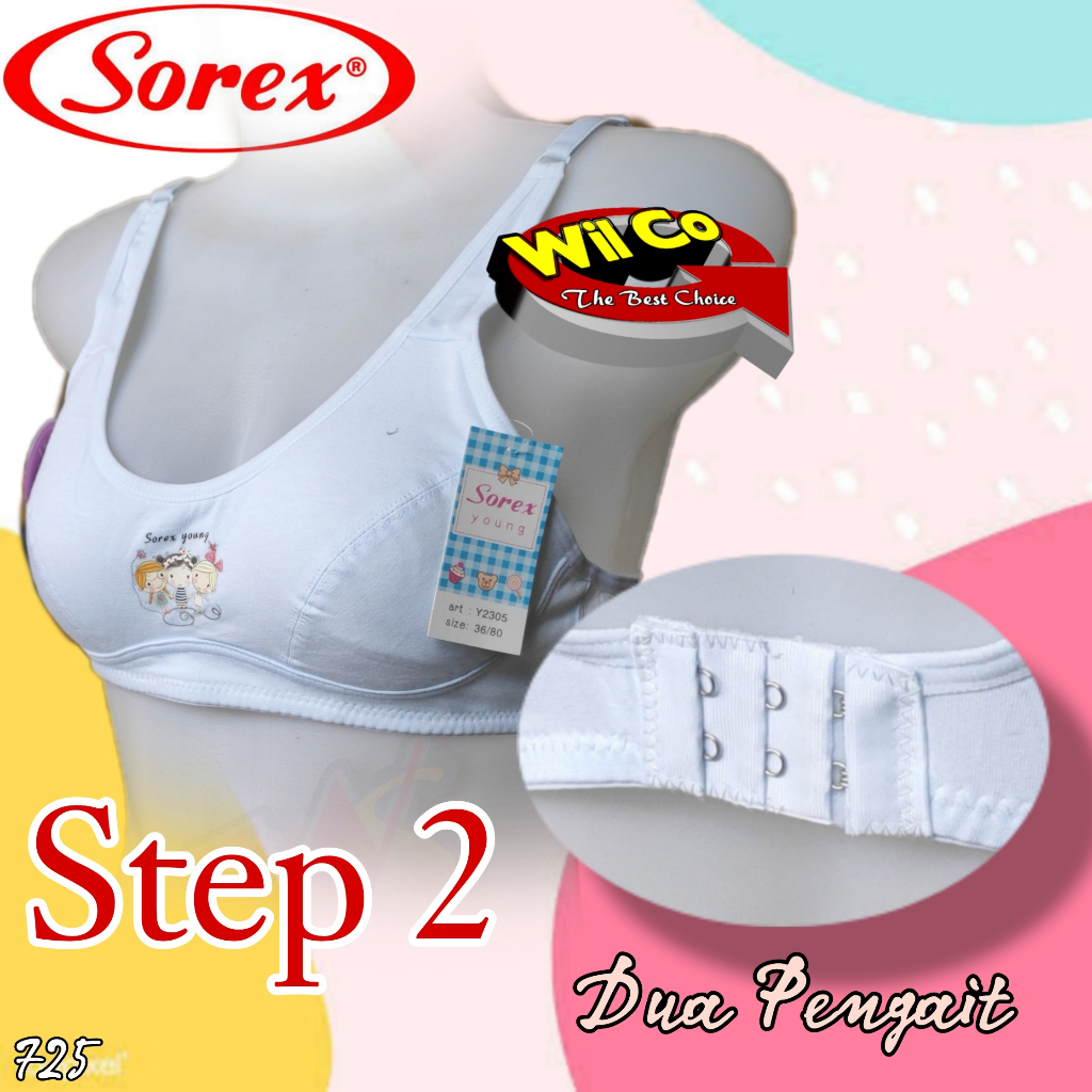 SM725 Sorex Bra / Bh Busa Remaja Tanpa Kawat Cup A Size  32 - 36 Dua Pengait