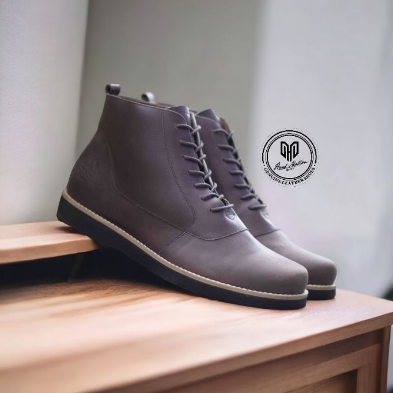 Sepatu Boots Pria Kulit Asli Hard Motion Wlf Havanes Sepatu Boots Formal Sepatu Kerja kulit Asli