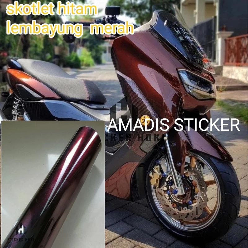 Stiker Skotlet Bunglon Hitam Lembayung Merah Sticker Motor Lbr 50cm