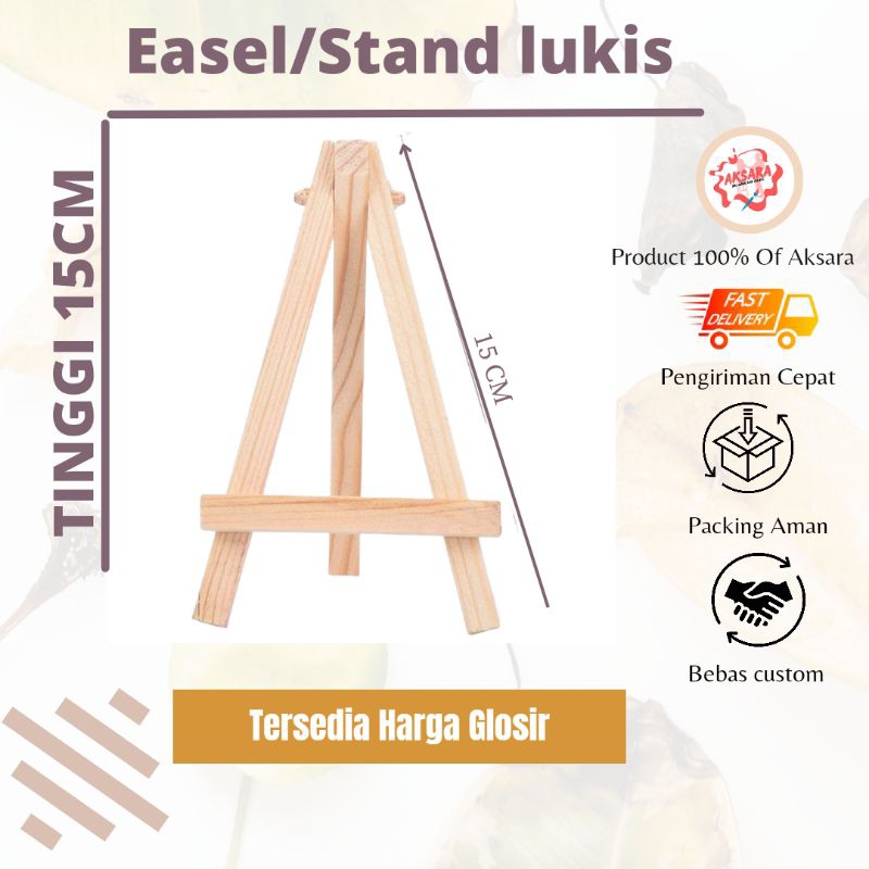 

Easel lukis kayu tinggi 15cm stand tripod kayu minimalis
