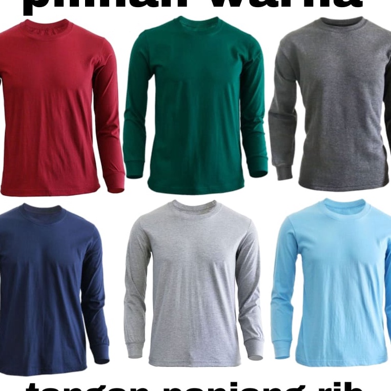 Restock Kaos polos panjang ujung lengan pakai ban karet atau rib premium pe berkwalitas | atasan baj