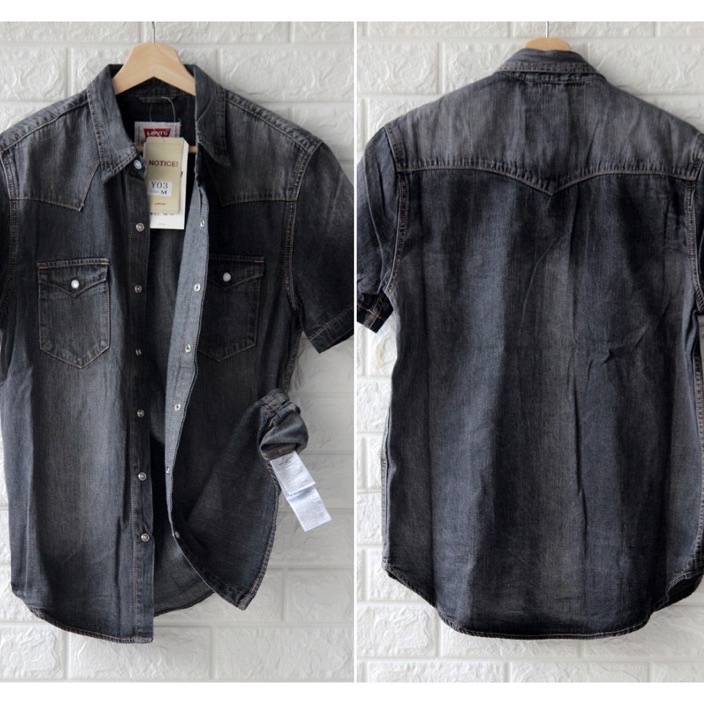 Baru Kemeja Denim Pria High Quality Baju Kemeja 501 Pria Import Kemeja Lengan Pendek Polos Pria.