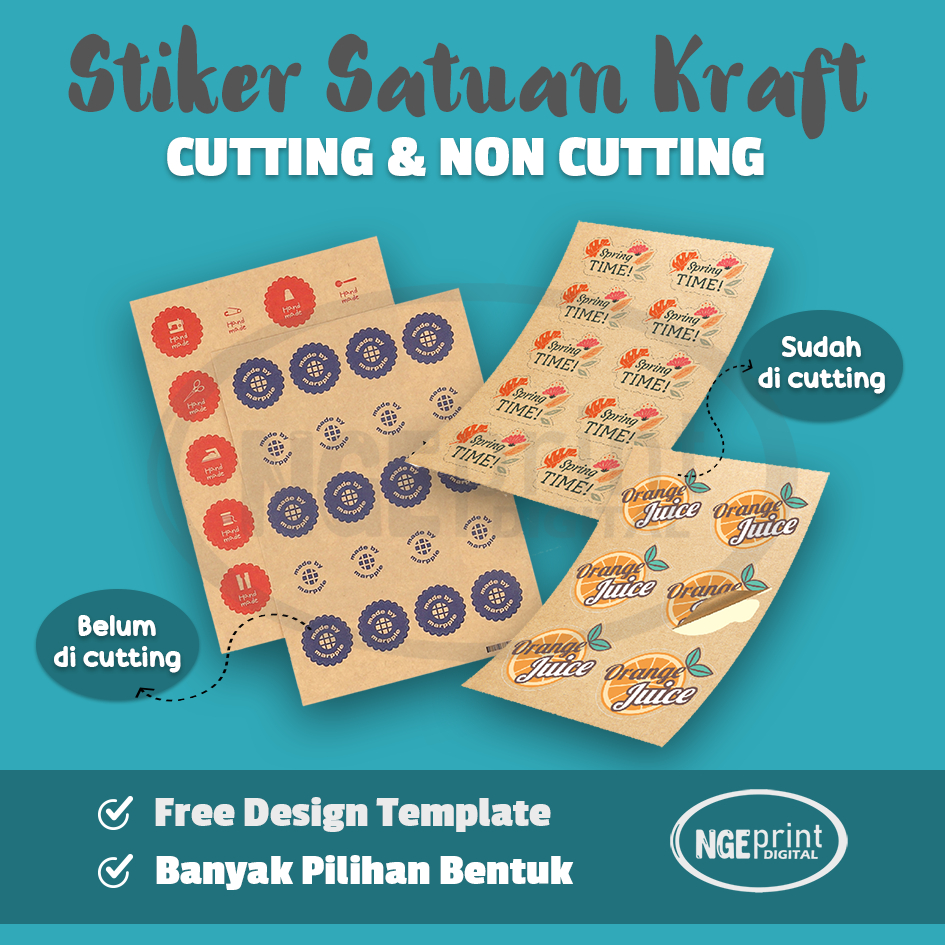 

[STIKER KRAFT & FREE DESIGN] Cetak Stiker Makanan Custom KRAFT [CUTTING & TANPA CUTTING] / Stiker Label Kemasan Makanan KRAFT & Minuman A3+ / Sticker Label KRAFT Makanan Murah / Cetak Stiker KRAFT Label Makanan