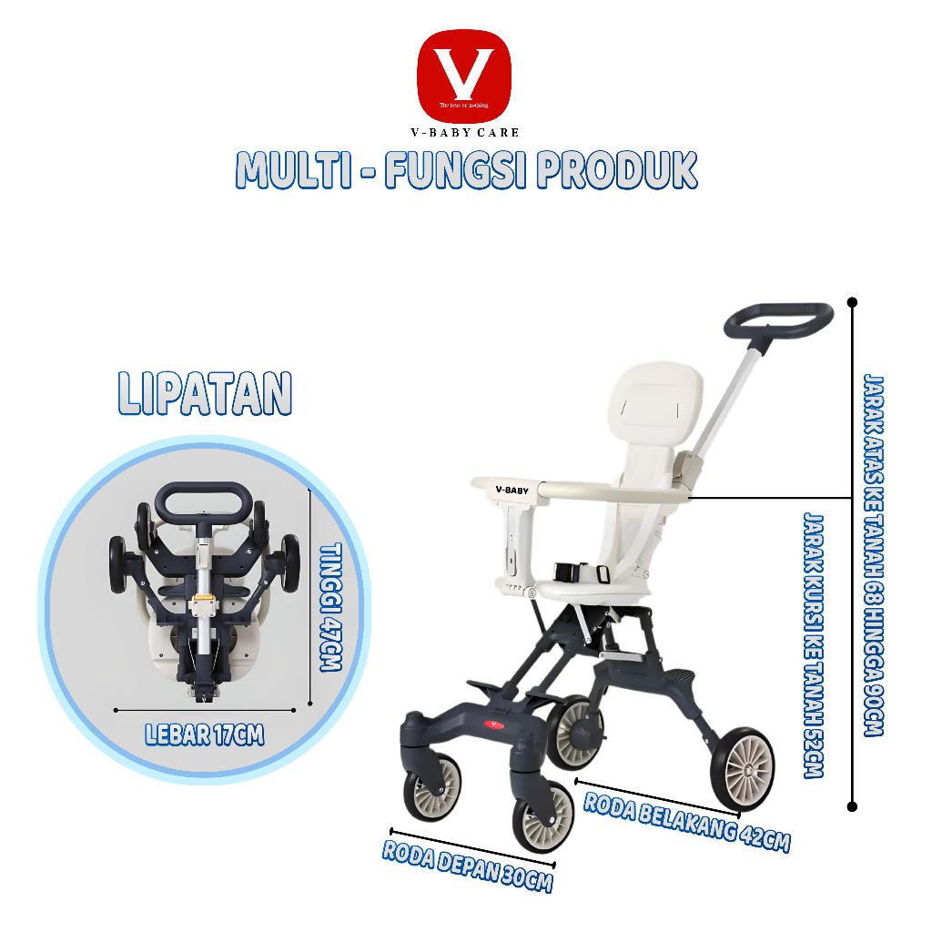 RJ7 V-BABY CARE Stroller bayi/stroller bayi/kursi dorong bayi/kursi dorong bayi lipat/stroller bayi