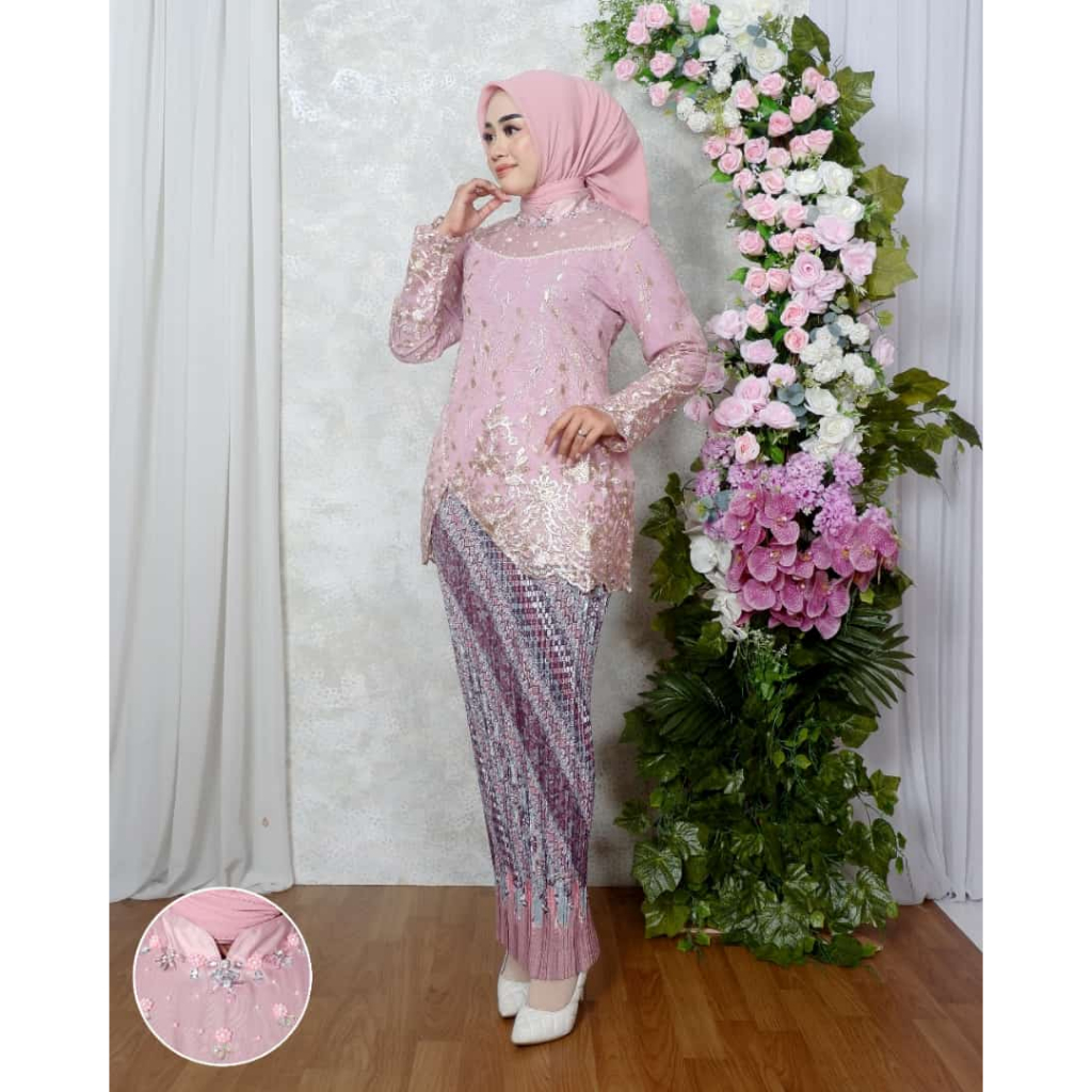 Baju kebaya blues tile warna Rosegold kebaya lamaran wisuda warna Rosegold