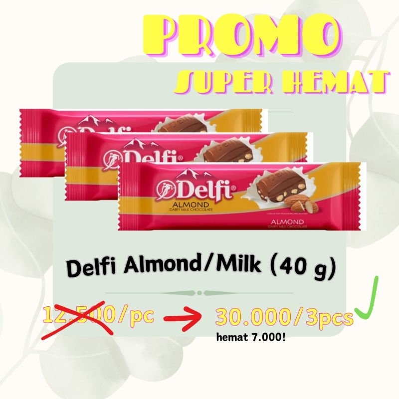 

Delfi Cokelat Almond/Milk (40 g) PROMO DELFI BUY 2 GET 1