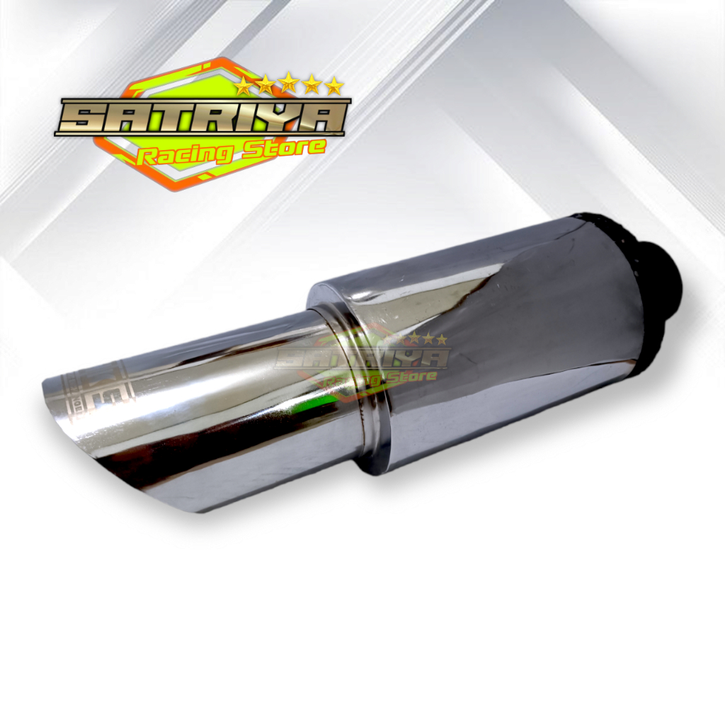 Knalpot Racing Mobil HKS Chrome Bass Adem Bulat Empuk Kenalpot Mobil Avanza Vios Sedan Kijang Xenia 